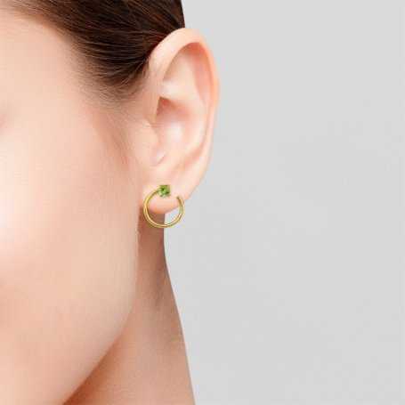 Pendientes Circular con Circonita Verde Oro 18K