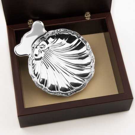 Concha Bautismal Plateada con Caja Madera