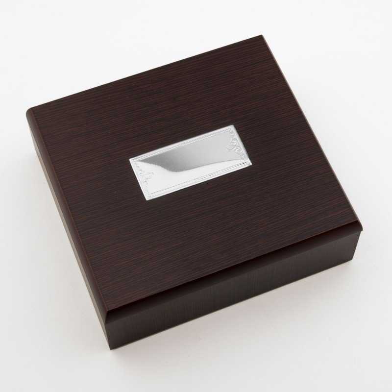 Concha Bautismal Plateada con Caja Madera