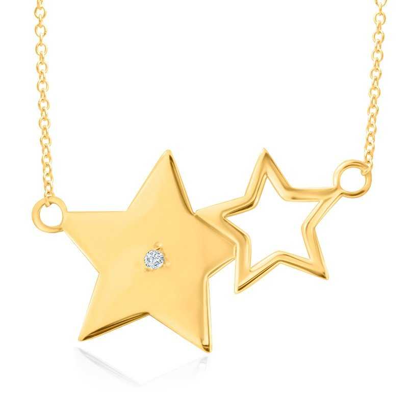 Collar Estrellas Oro Con Brillante