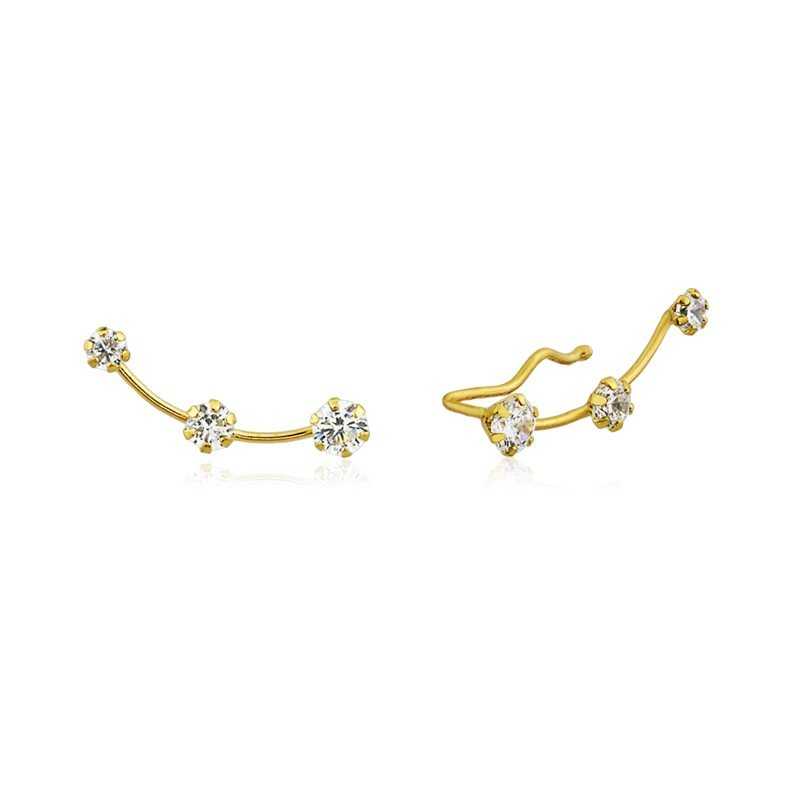 Pendientes Trepadores Circonita Garra Oro 18K