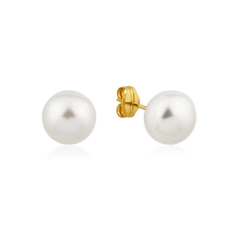 Pendientes Media Perla Oro 18K