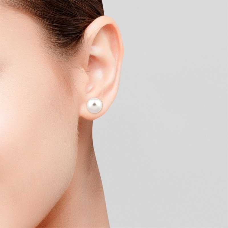 Pendientes Media Perla Oro 18K