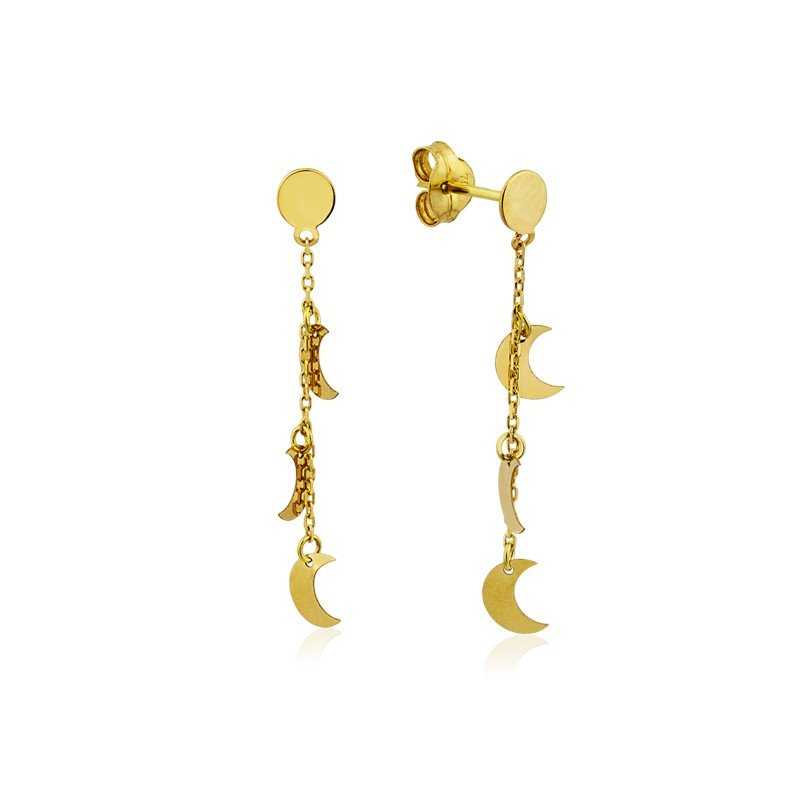 Pendientes con Motivos de Lunas Oro 18K