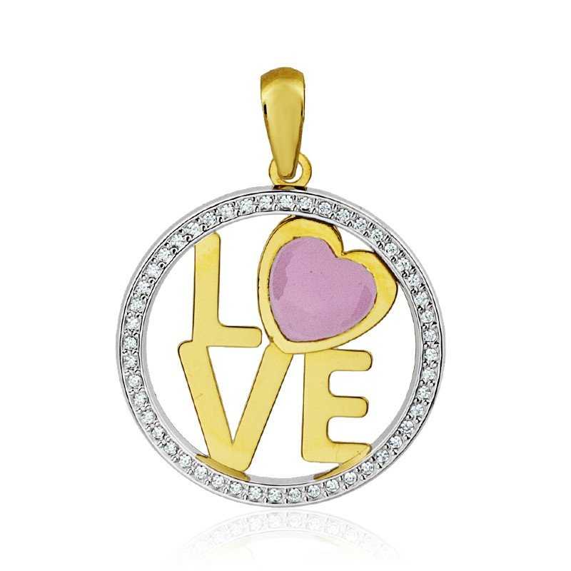 Colgante LOVE con Circonitas en Oro 18K