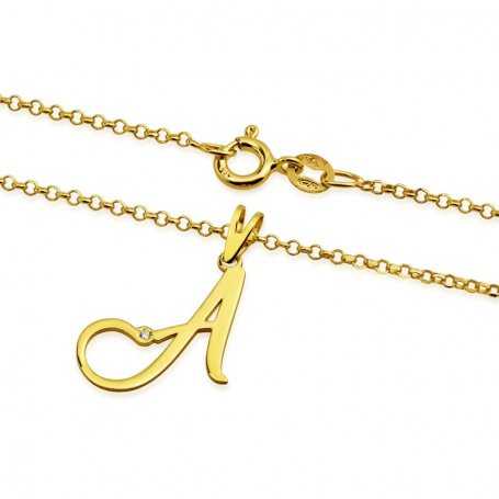 Gargantilla Inicial con Circonita Plata Dorada