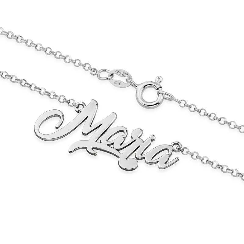 Gargantilla Nombre Estilo Inglés Personalizado Plata