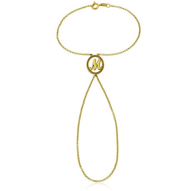 Pulsera de Dedo con Inicial Plata Dorada